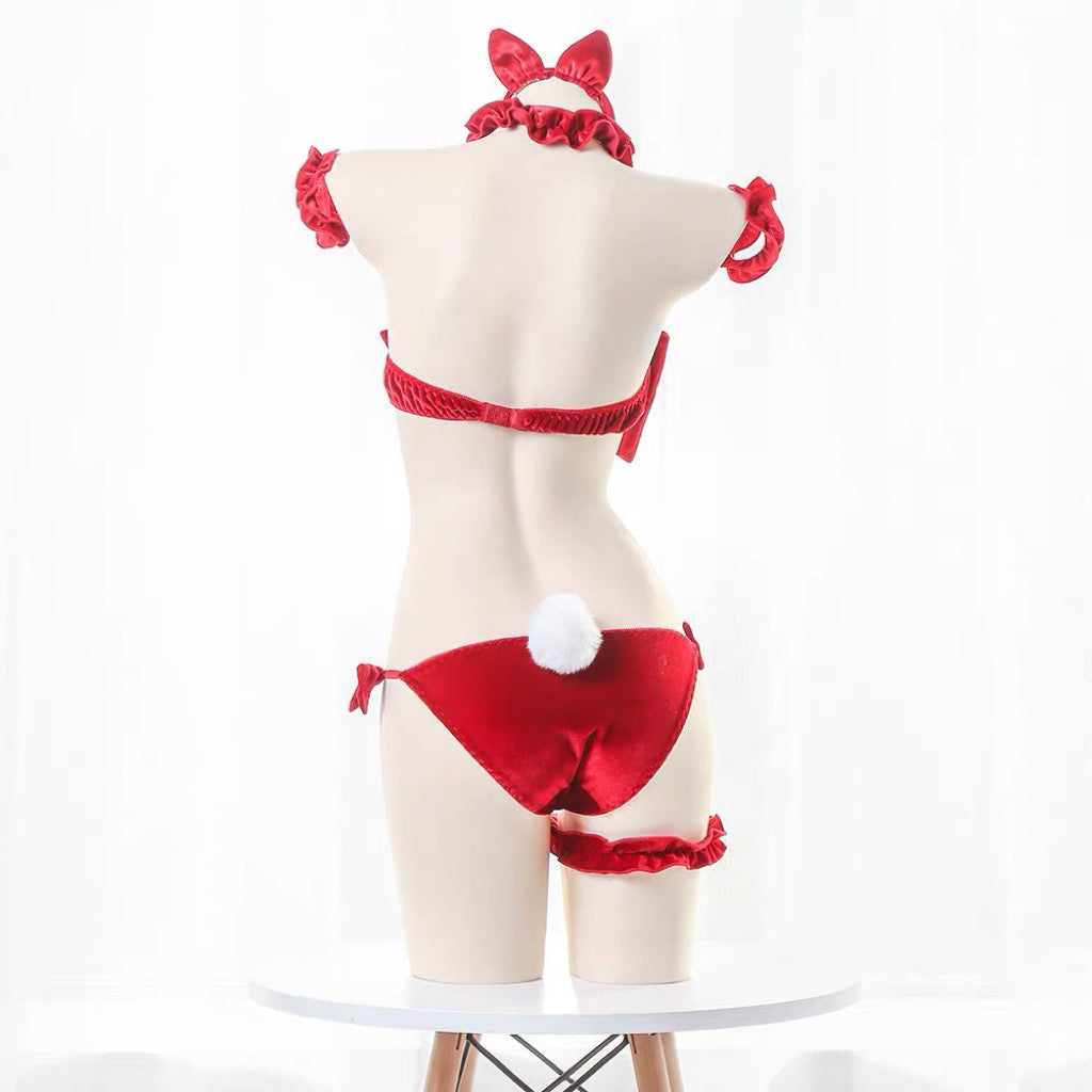 絨布蝴蝶結比基尼式情趣內衣