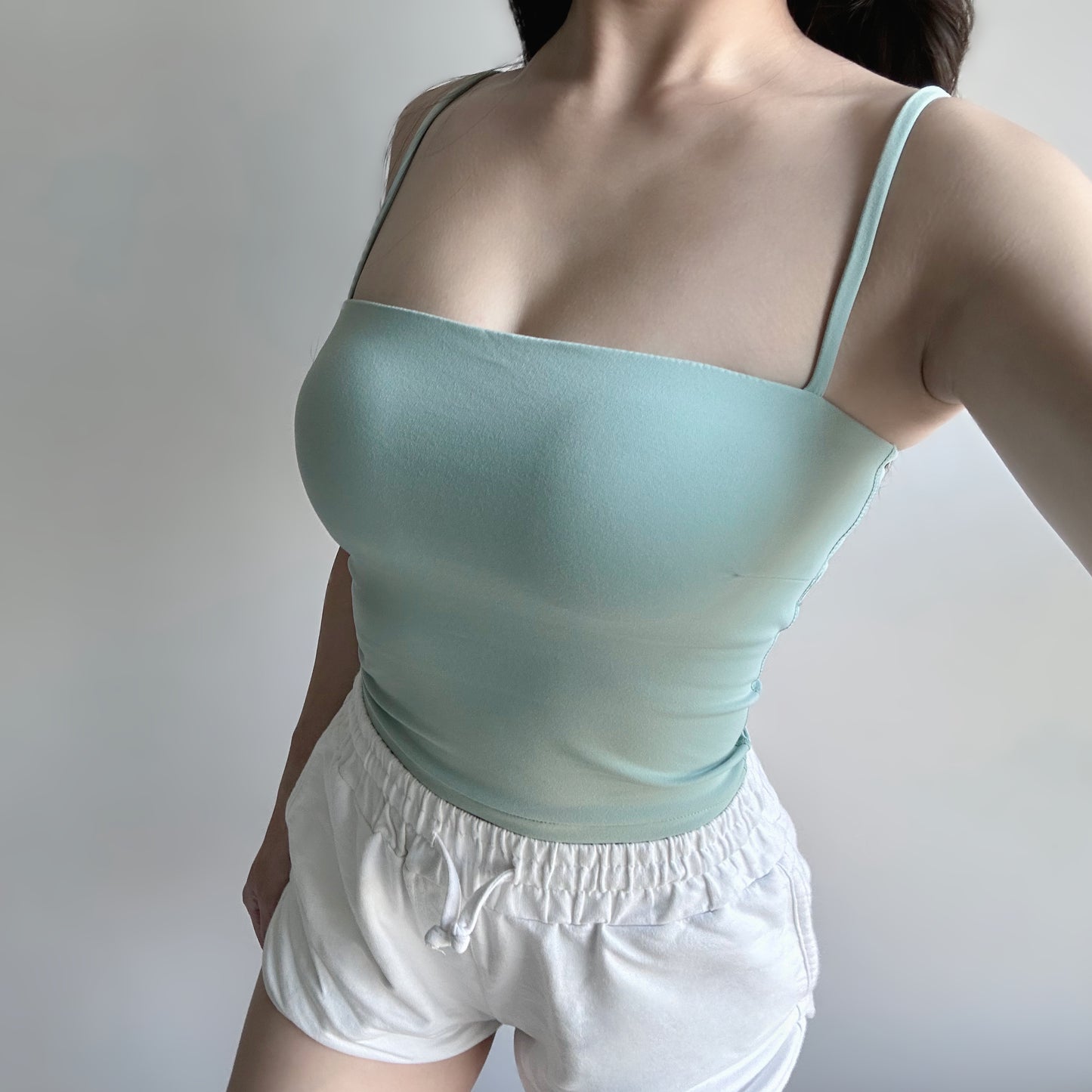 帶胸墊細肩帶平口運動背心 Bra Top(4色)