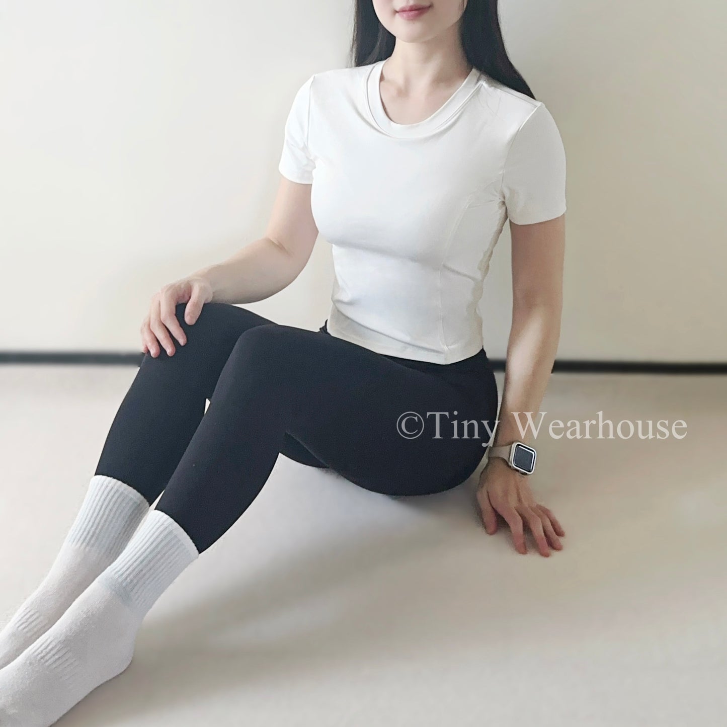 固定罩杯後綁帶美背短袖上衣（3色）