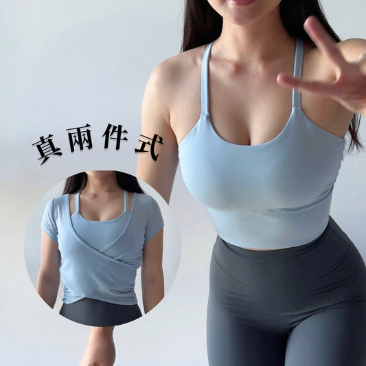 兩件式網紗親膚運動上衣（3色）