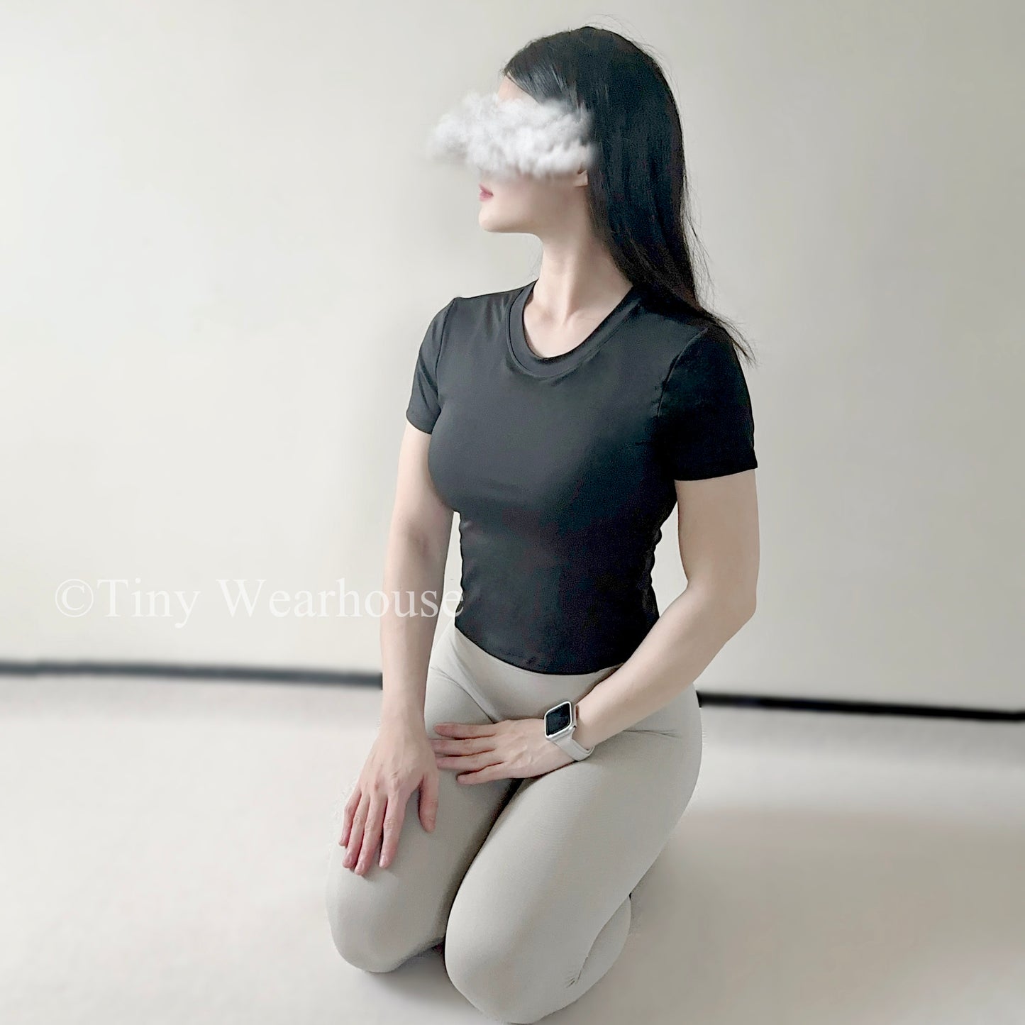 固定罩杯後綁帶美背短袖上衣（3色）