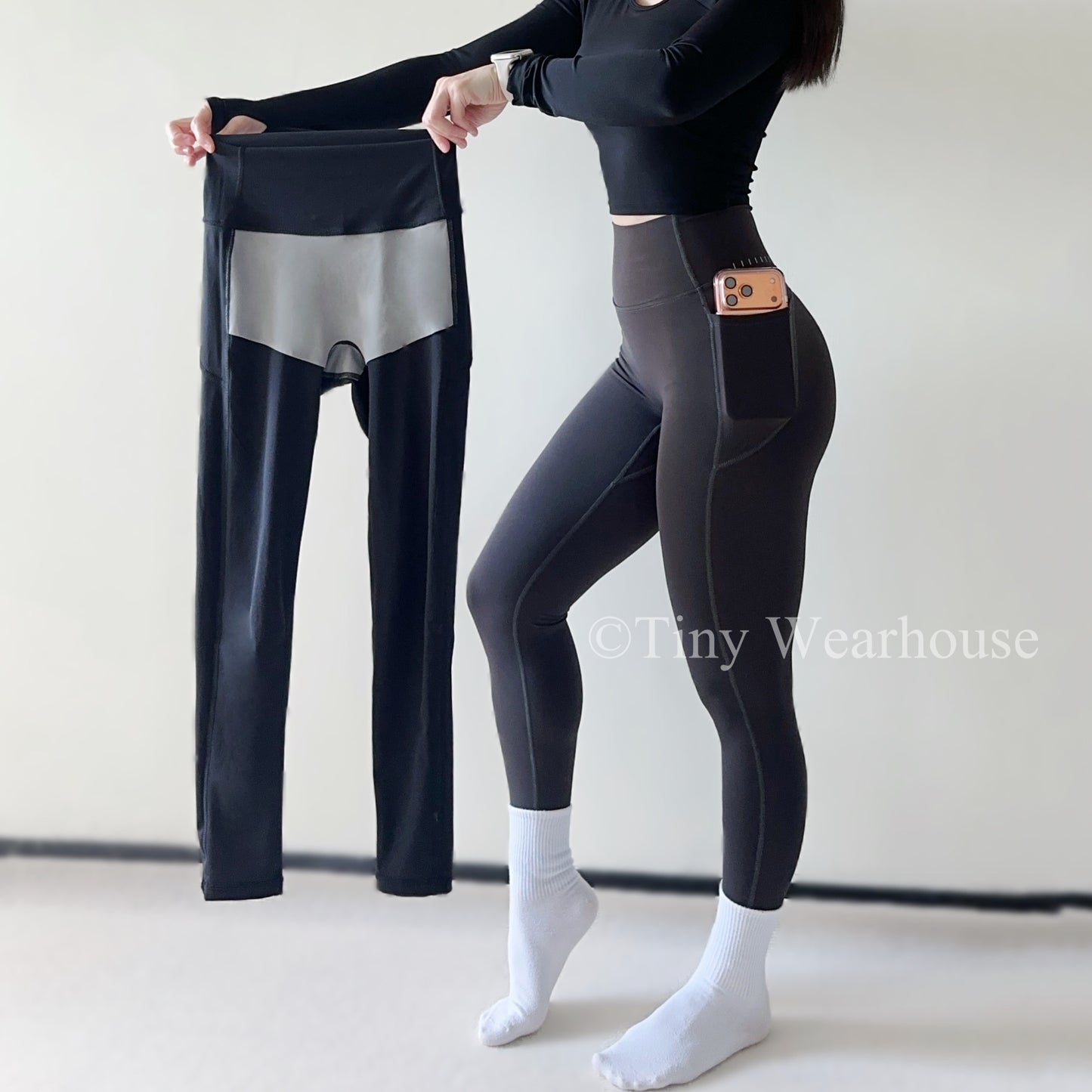 自帶內褲側口袋運動長褲（4色）