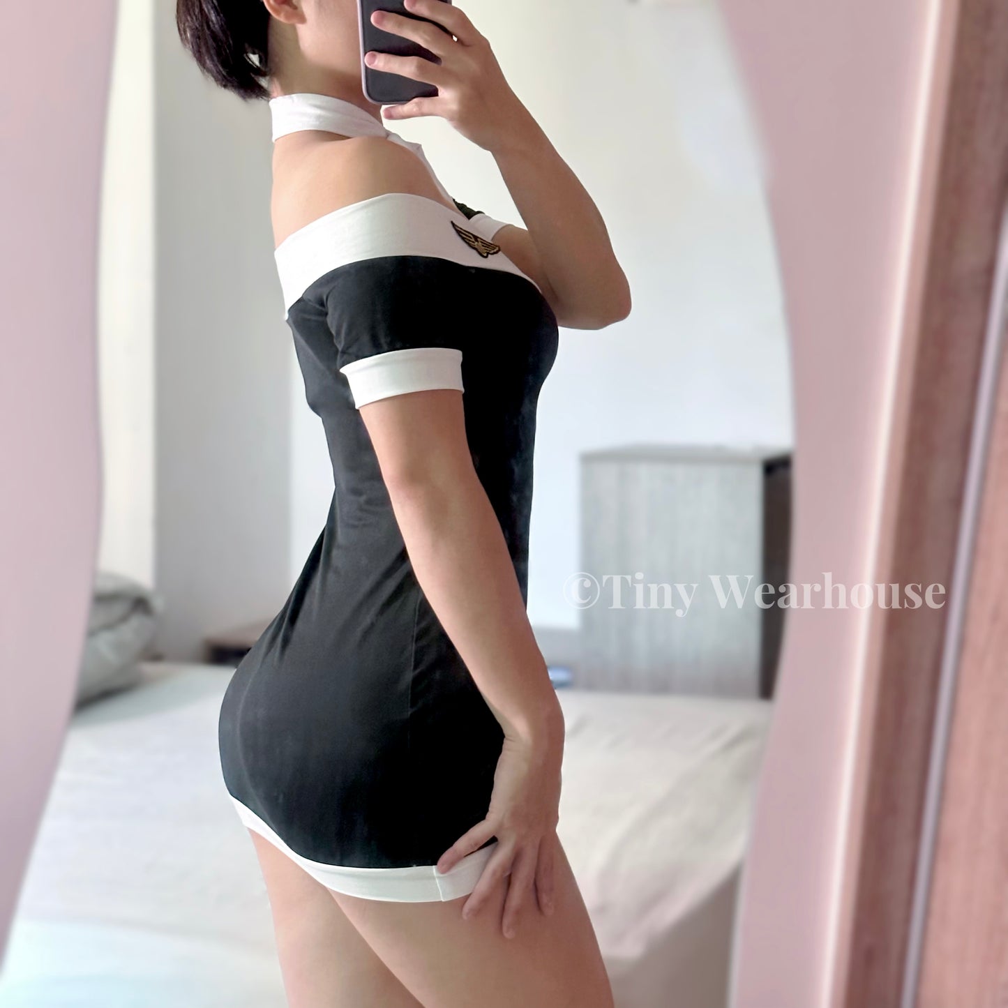 一字領性感空姐包臀連身裙（2色）