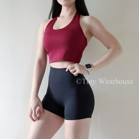 帶胸墊掛脖後鏤空運動背心（3色）