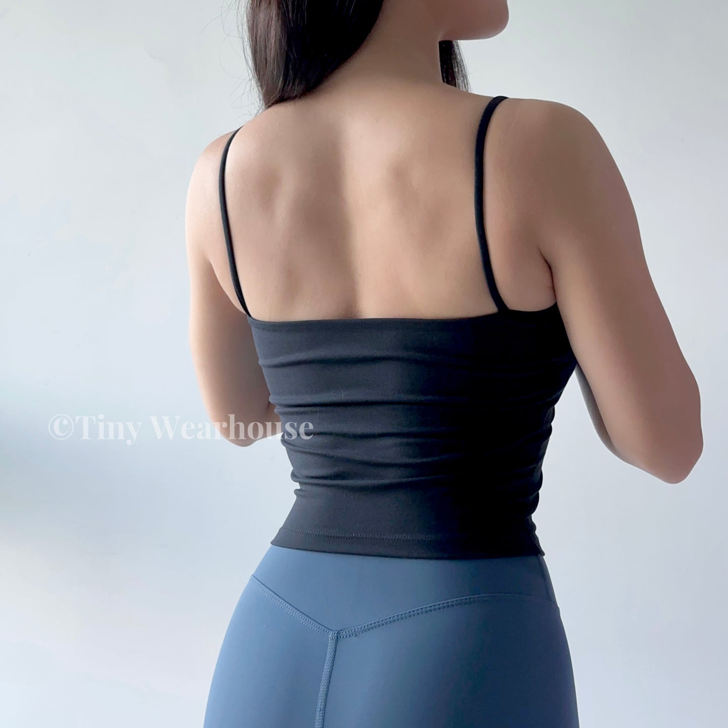 帶胸墊細肩帶平口運動背心 Bra Top（4色）