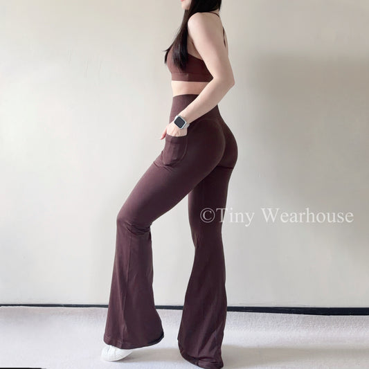 口袋款高腰翹屁屁喇叭褲（4色）