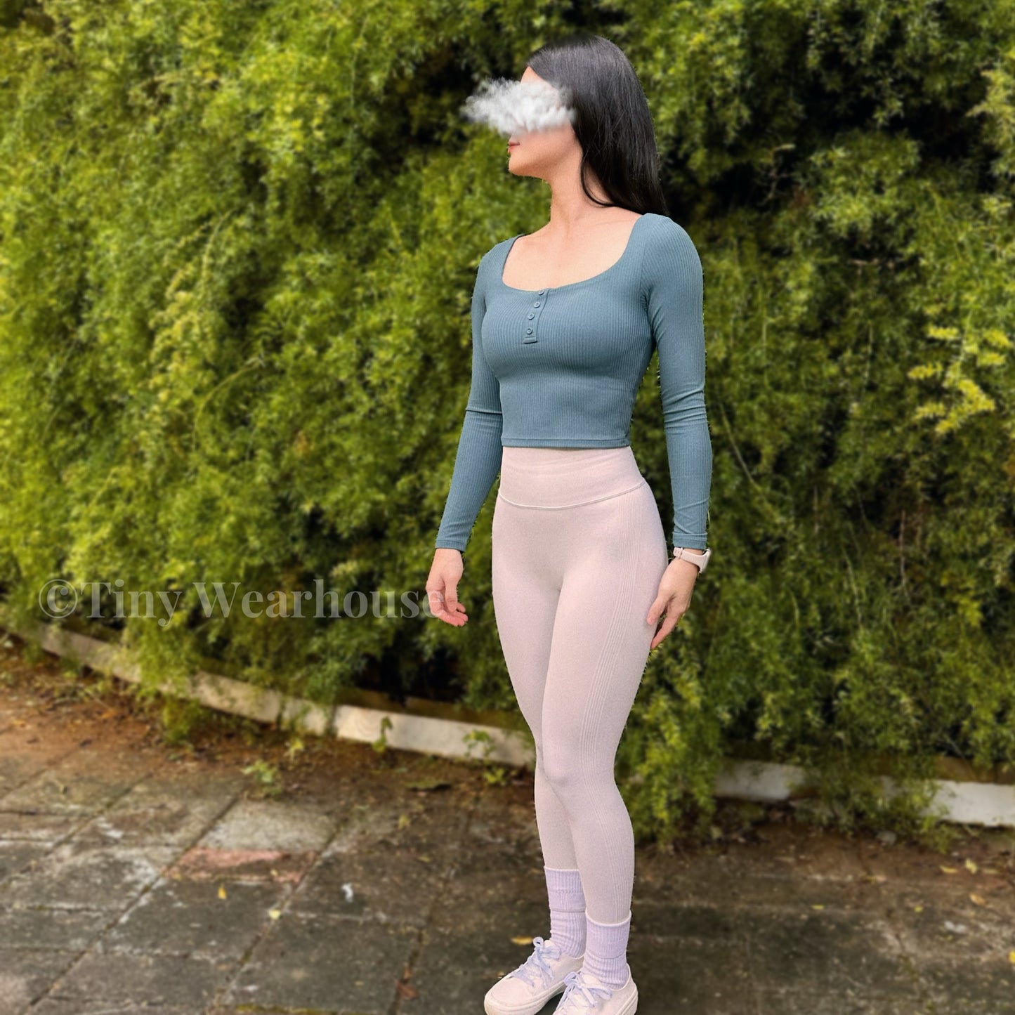 帶胸墊前排扣方領運動上衣（2色）