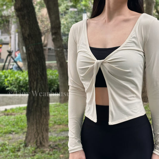 前扭結螺紋好比例罩衫（3色）