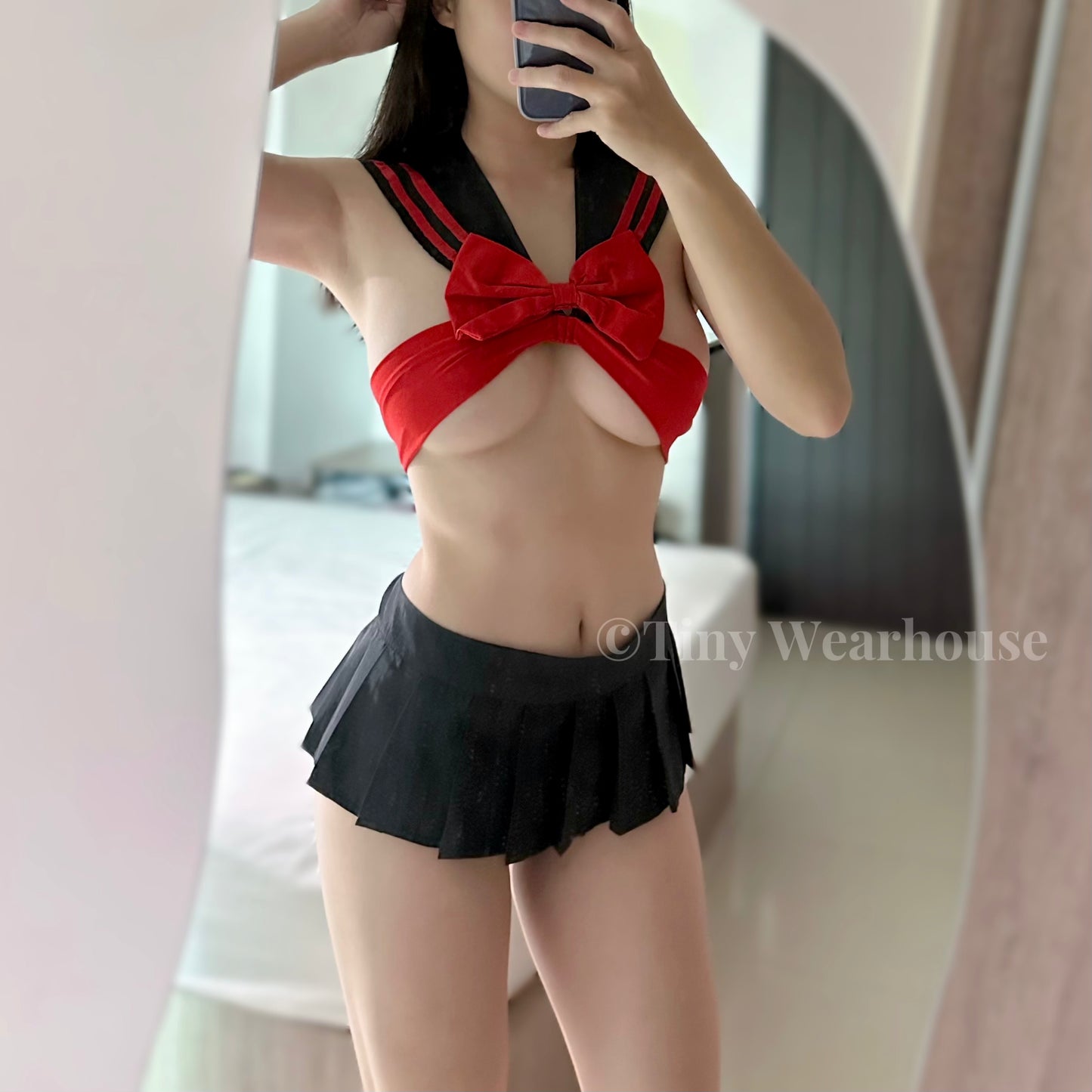 黑紅大蝴蝶結學生水手服情趣內衣