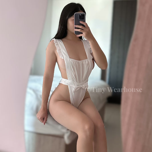 蝴蝶結後綁帶圍裙連身情趣內衣