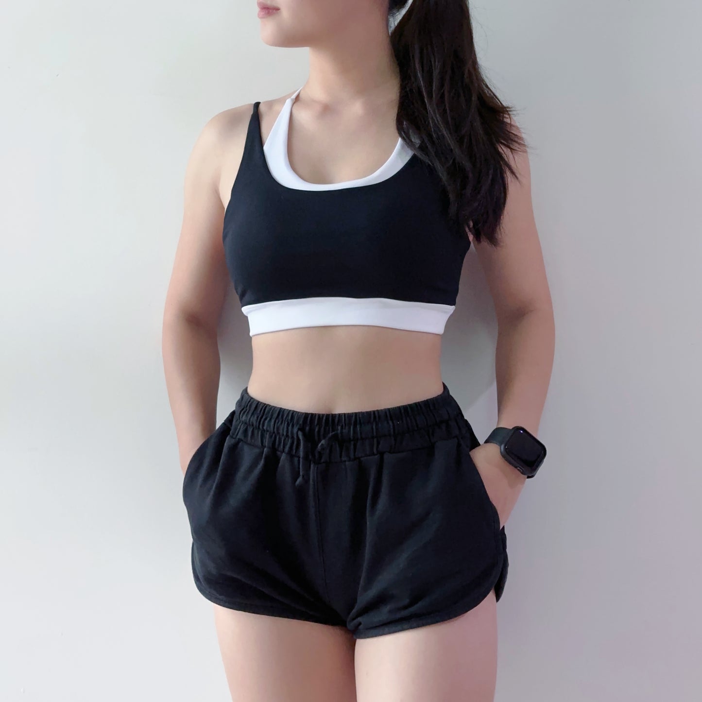 假兩件撞色拼接運動內衣