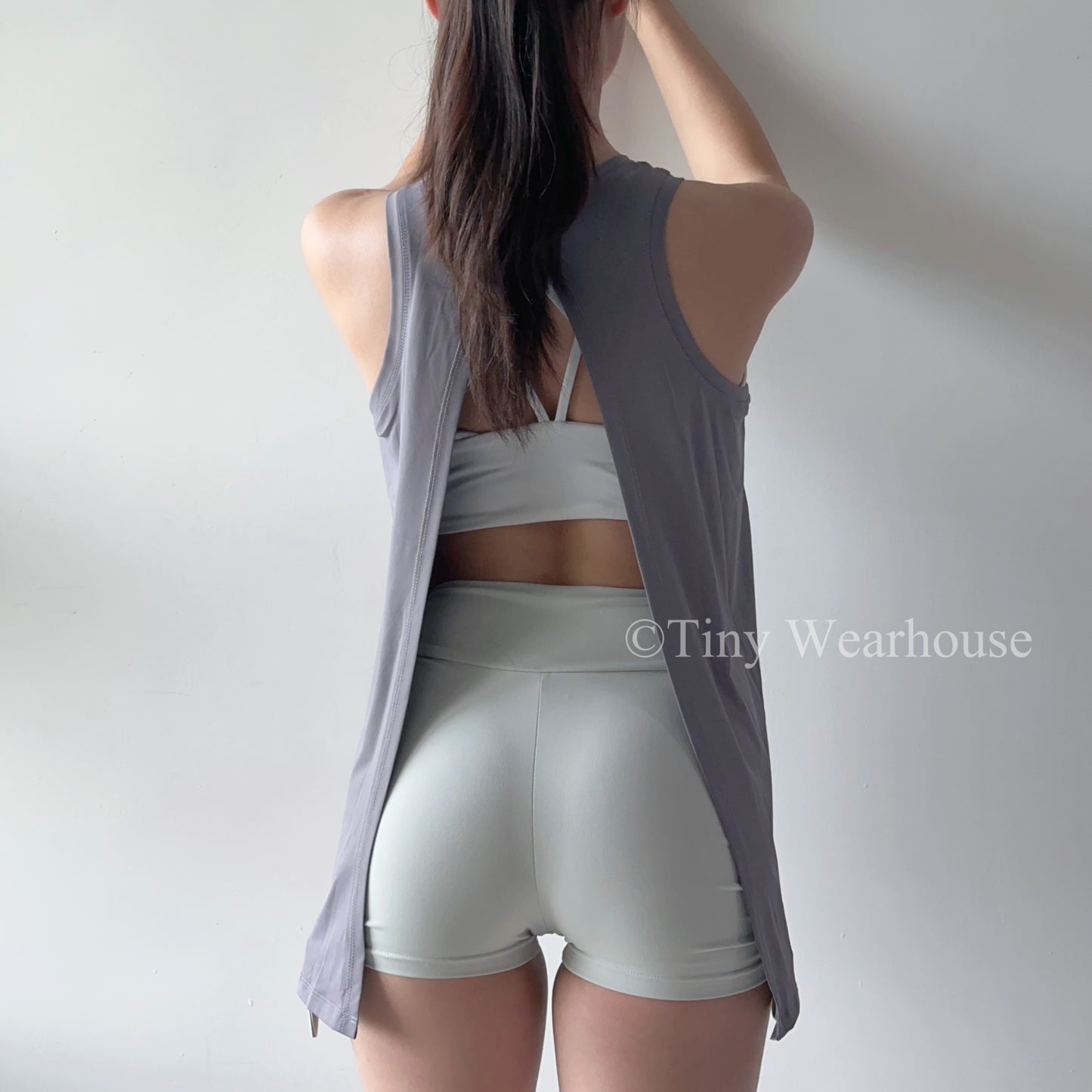 兩穿大露背圓領運動背心罩衫（4色）