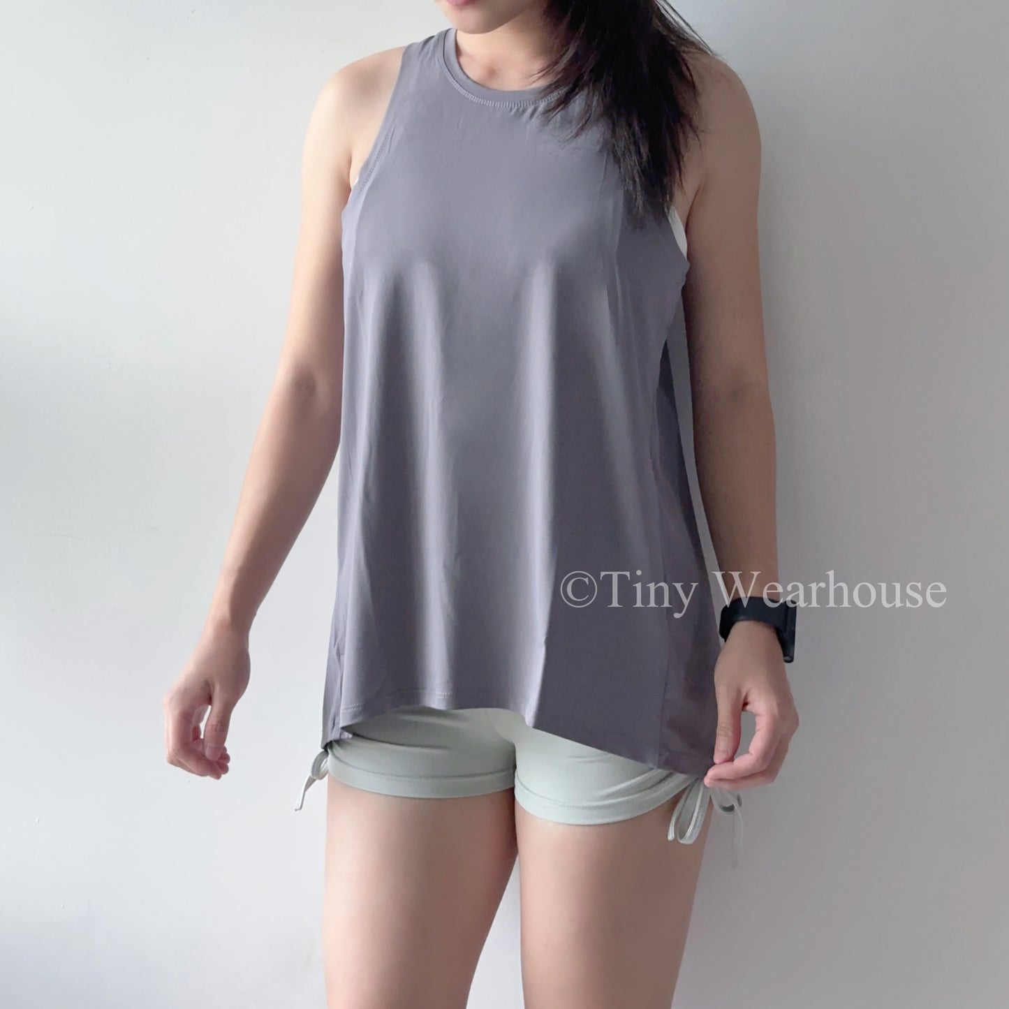 兩穿大露背圓領運動背心罩衫（4色）