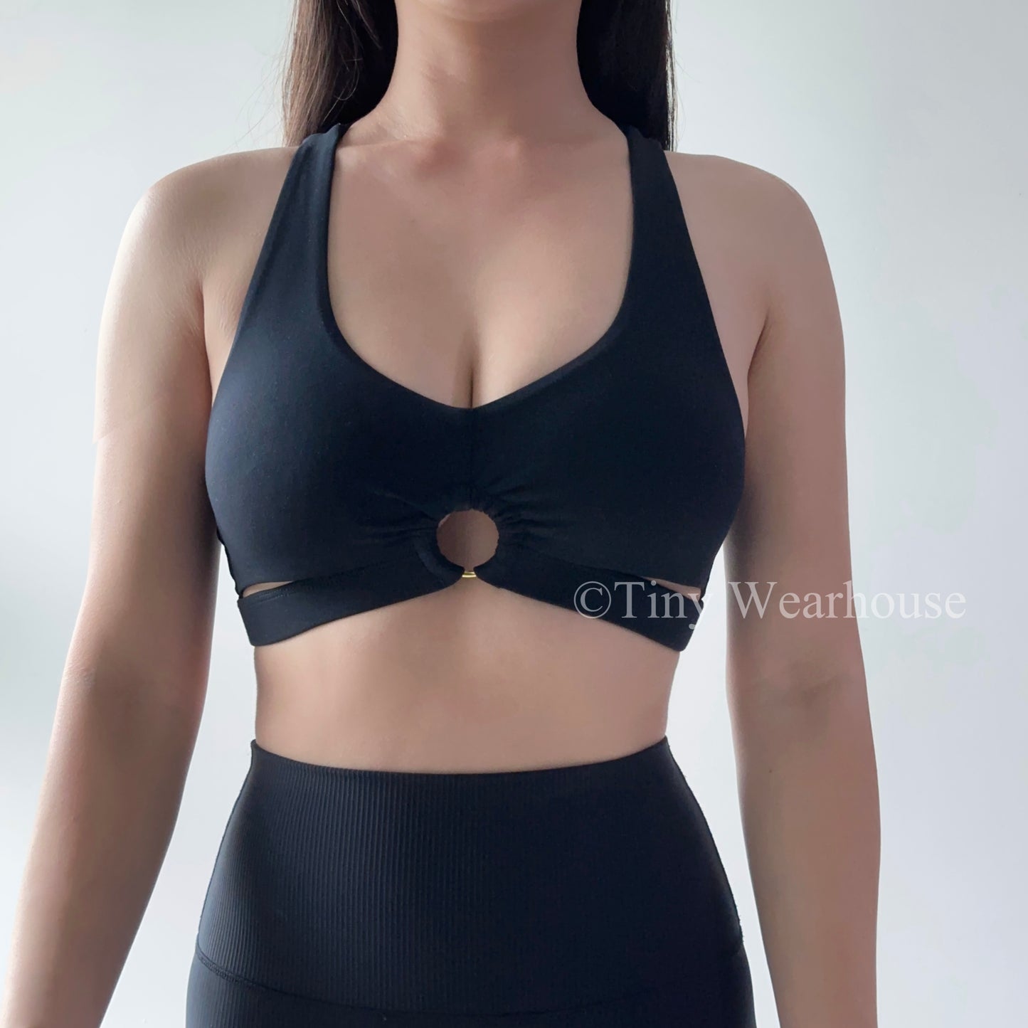 圓環側鏤空交叉美背運動內衣