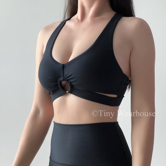 圓環側鏤空交叉美背運動內衣