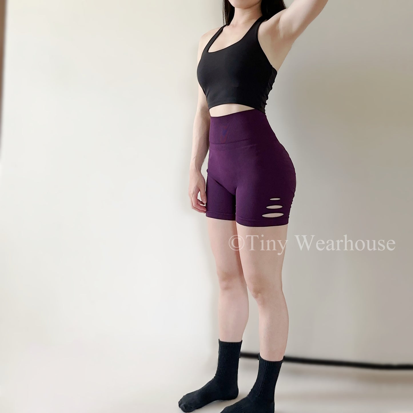 側割破高腰翹屁屁四分褲（4色）