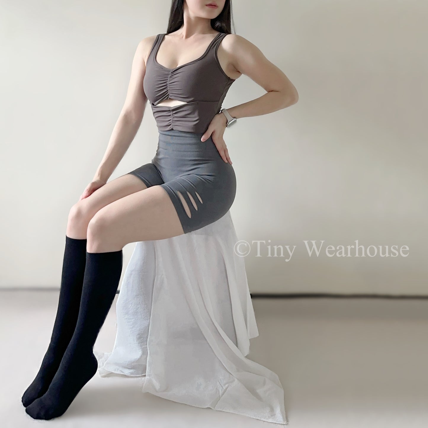 側割破高腰翹屁屁四分褲（4色）