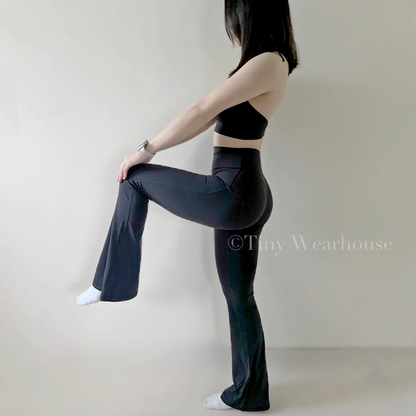 高腰高彈力喇叭褲（4色）