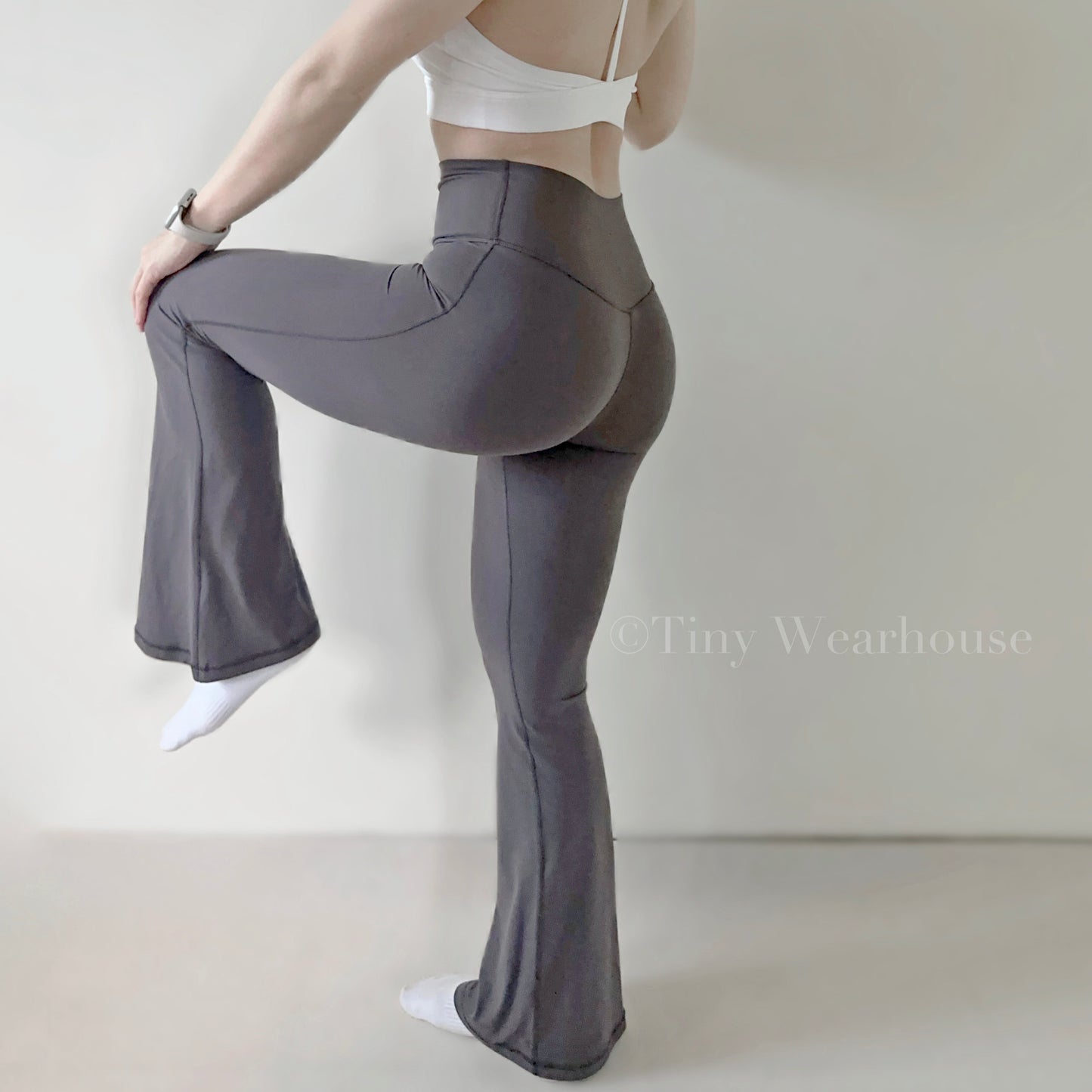 高腰高彈力喇叭褲（4色）