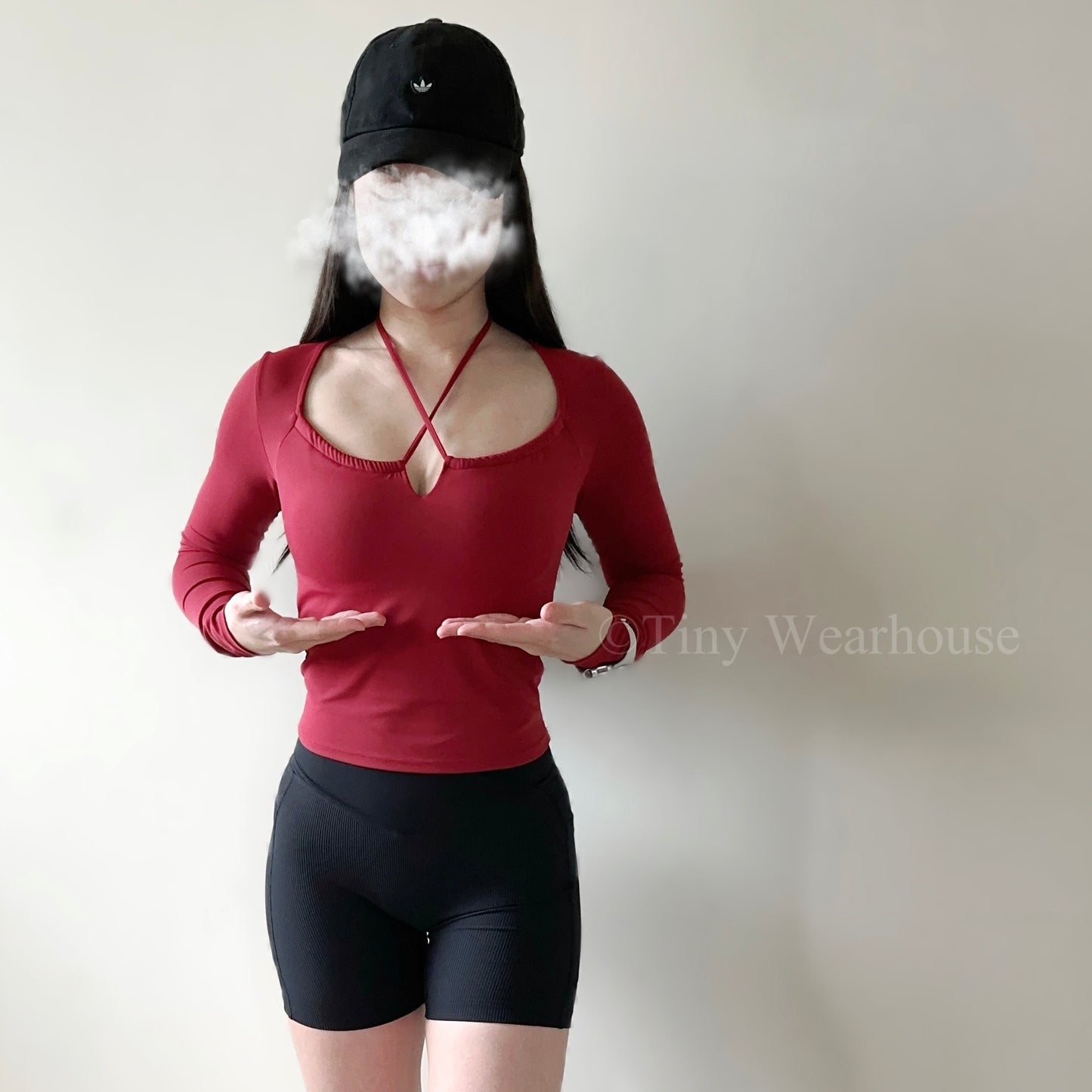 帶胸墊3Way綁帶方領長袖運動上衣（3色）