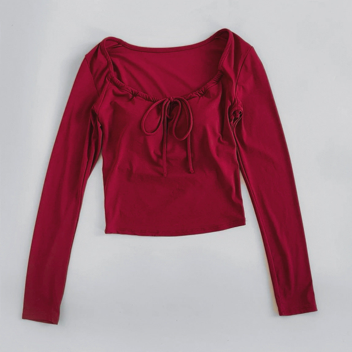 帶胸墊3Way綁帶方領長袖運動上衣（3色）