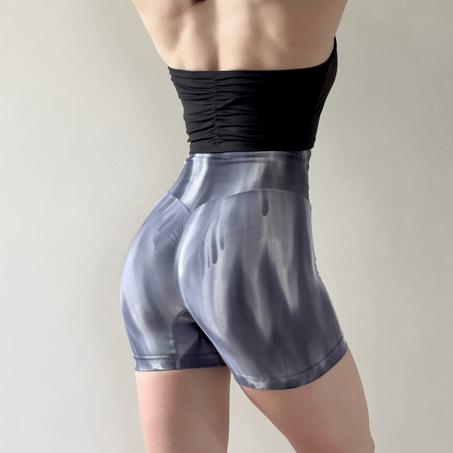 高腰潑墨四分運動短褲（2色）