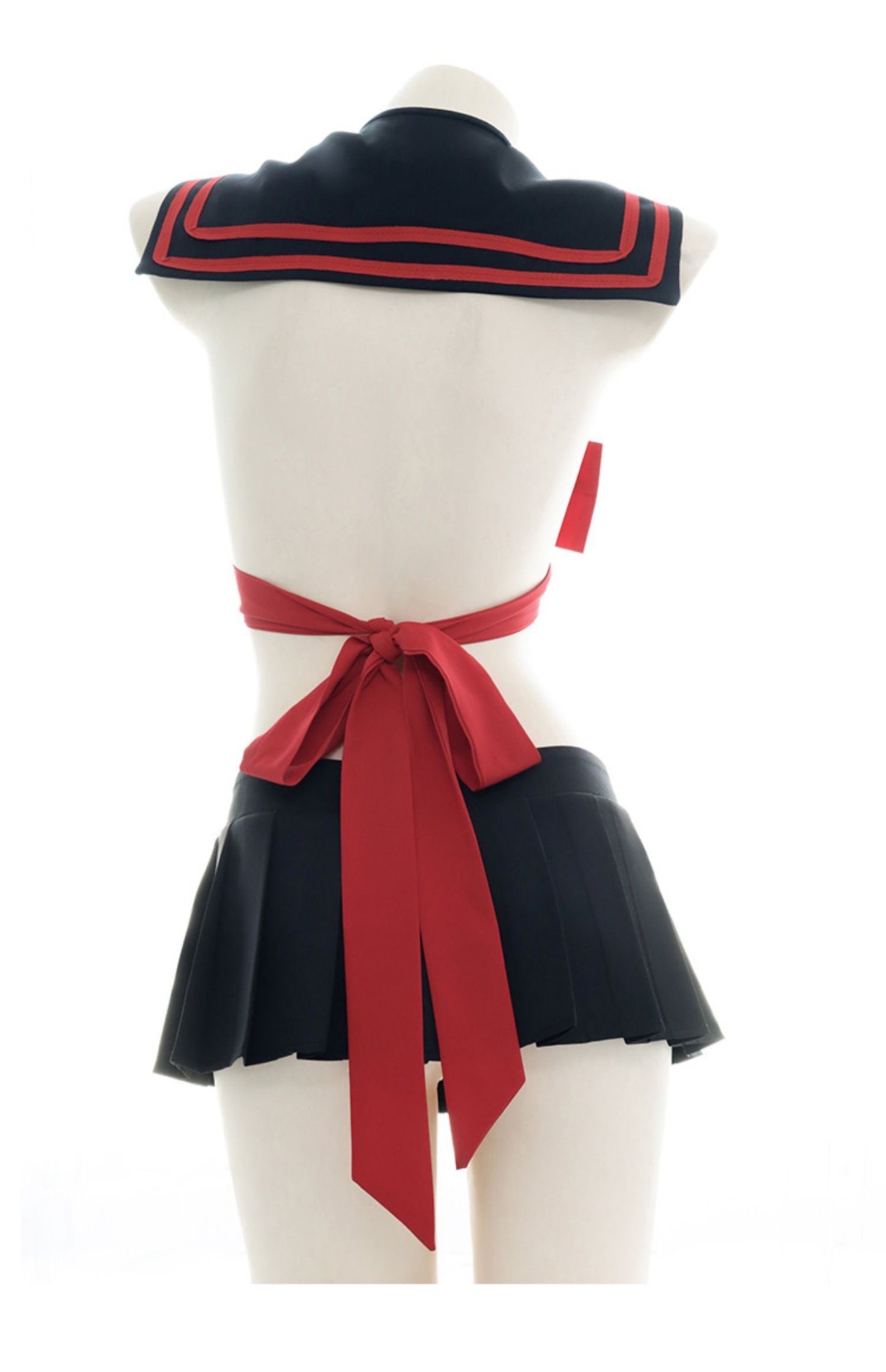 黑紅大蝴蝶結學生水手服情趣內衣