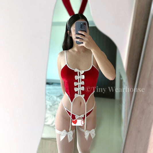 蝴蝶結開檔小兔子情趣內衣（2色）