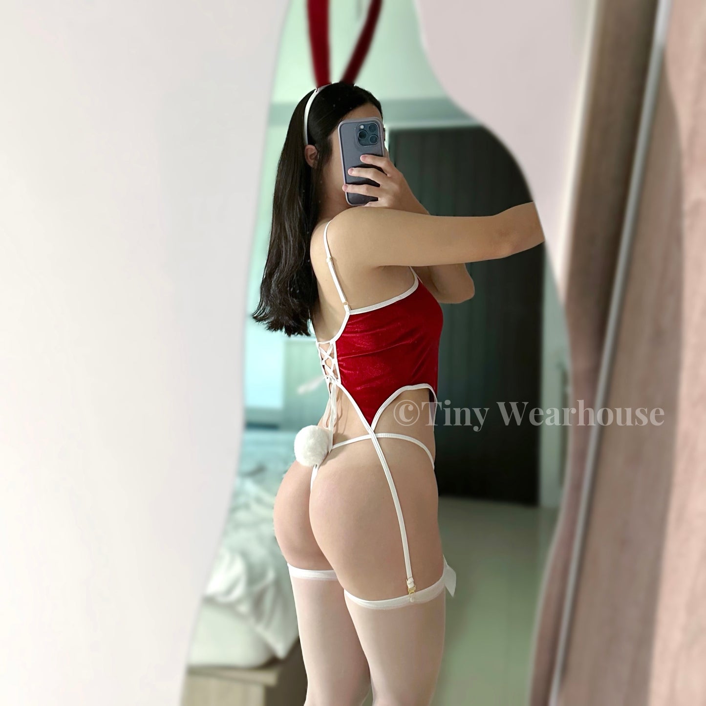 蝴蝶結開檔小兔子情趣內衣（2色）