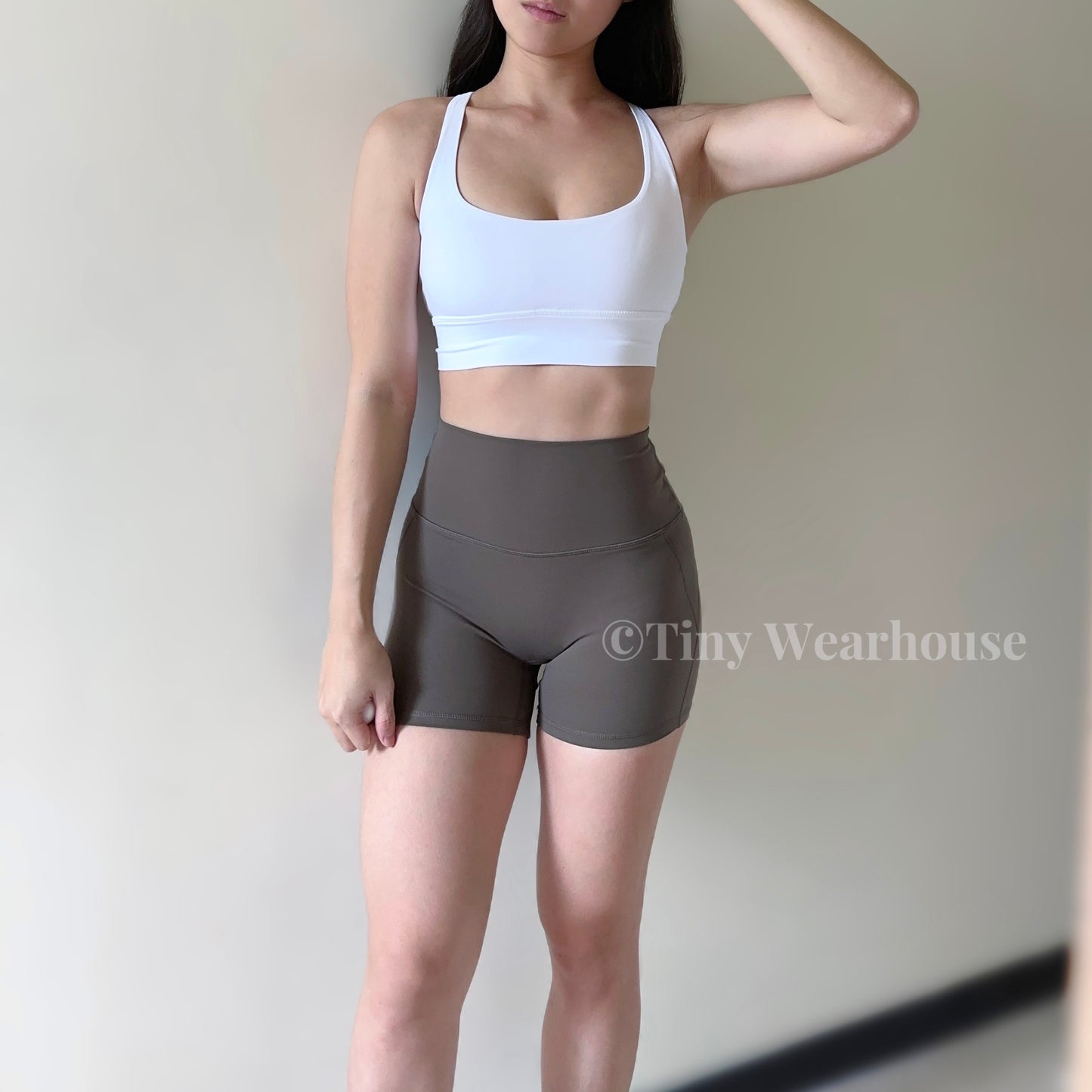 自帶內褲高腰後口袋三分運動短褲（5色）