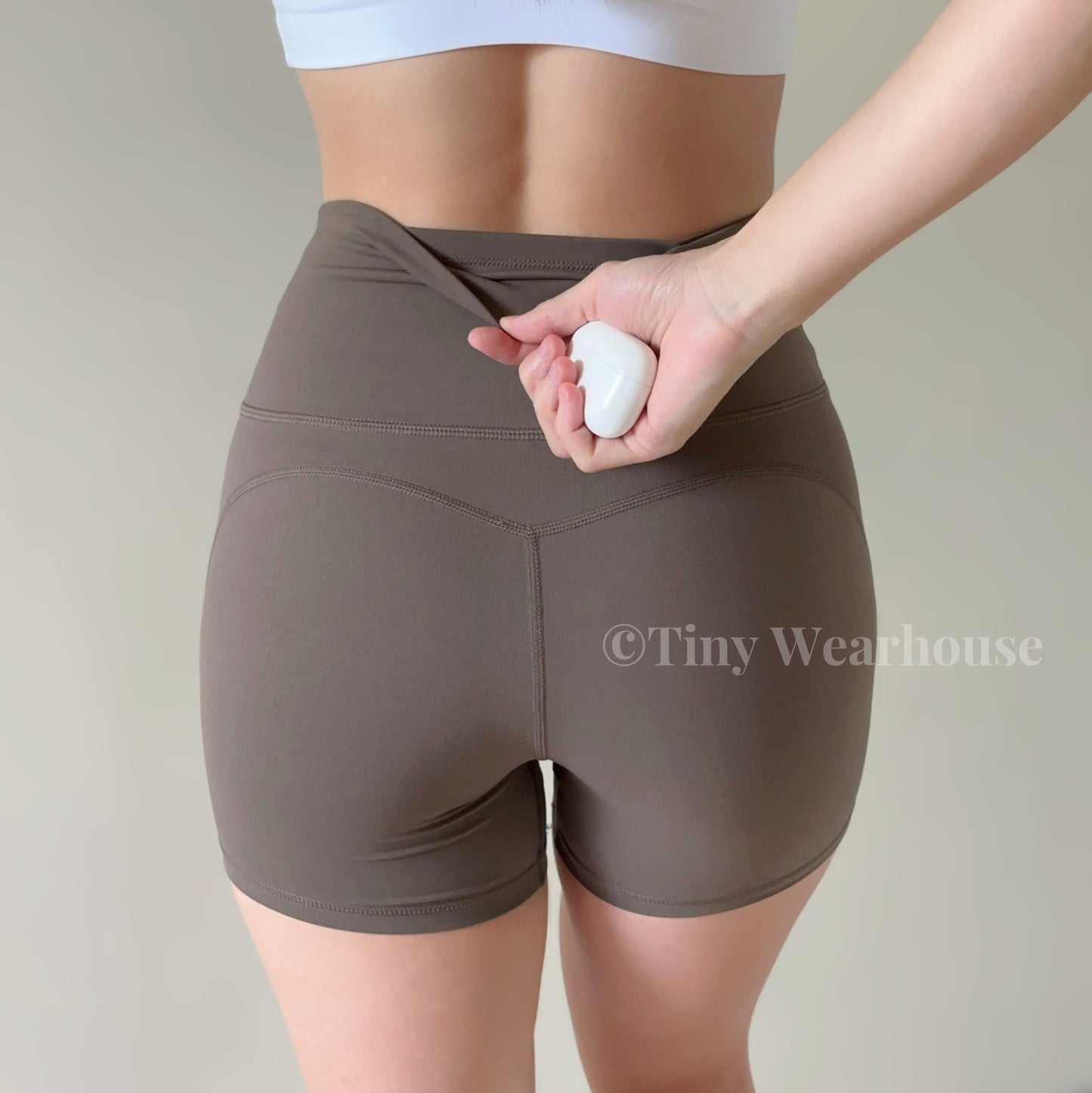 自帶內褲高腰後口袋三分運動短褲（5色）