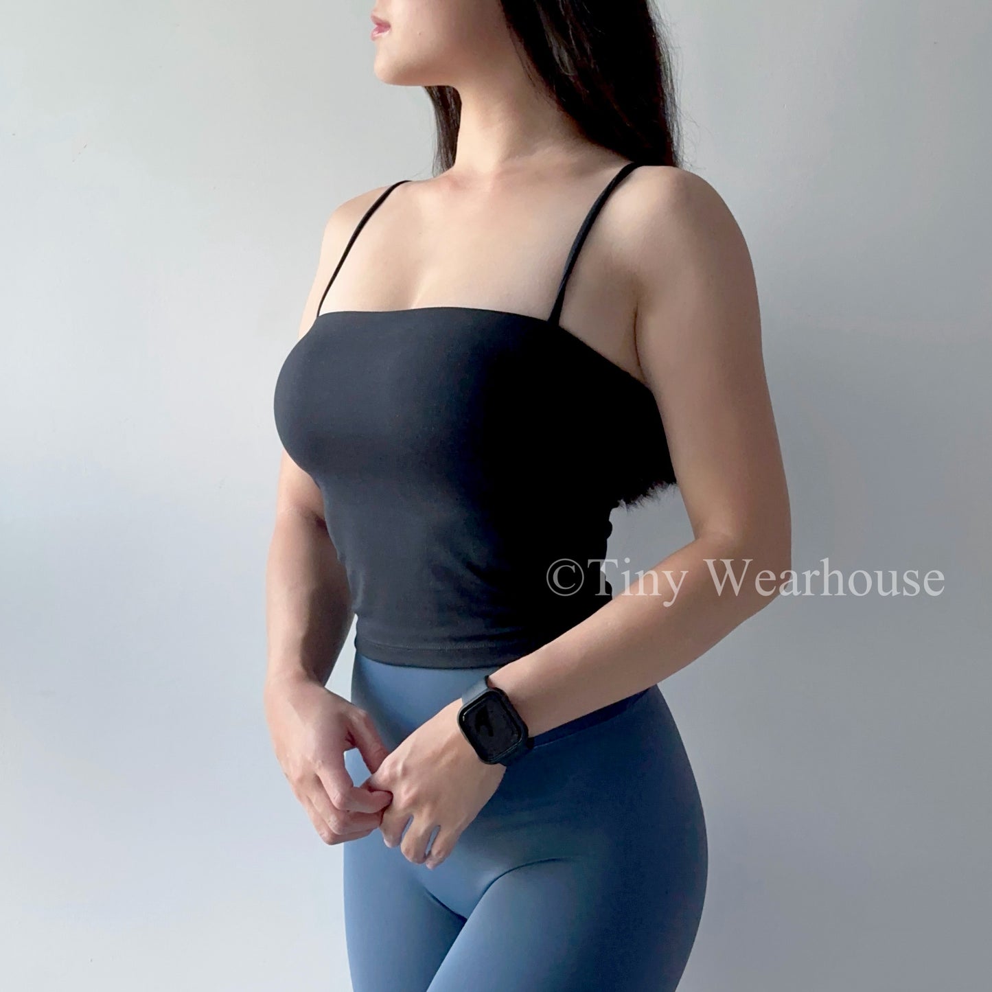 帶胸墊細肩帶平口運動背心 Bra Top（4色）