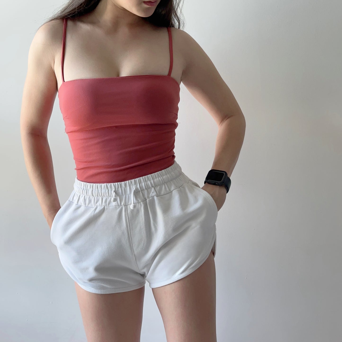 帶胸墊細肩帶平口運動背心 Bra Top（4色）