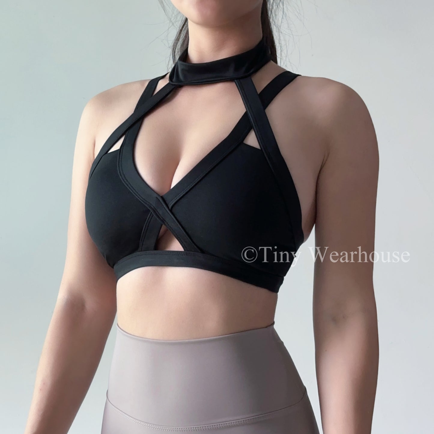 掛脖美背交叉工裝運動內衣（2色）