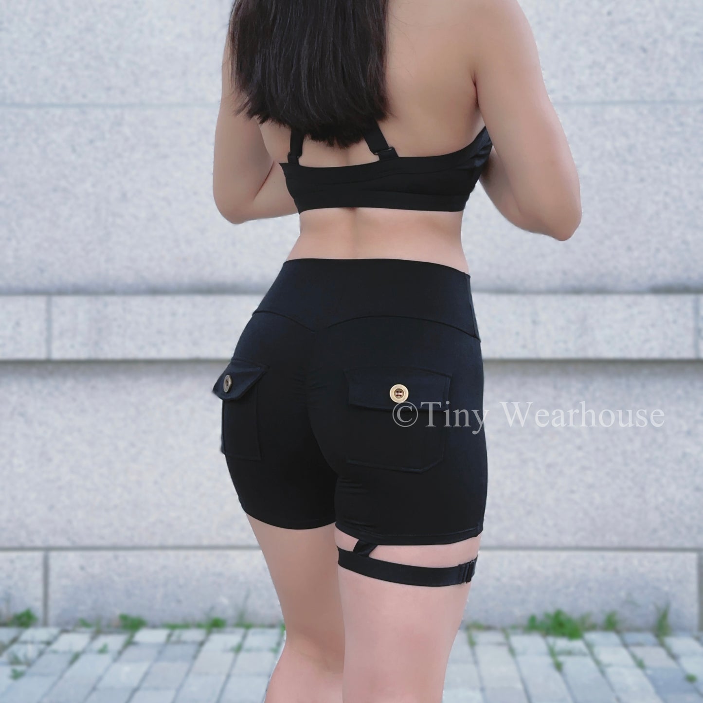 腿環後口袋工裝三分運動短褲（3色）