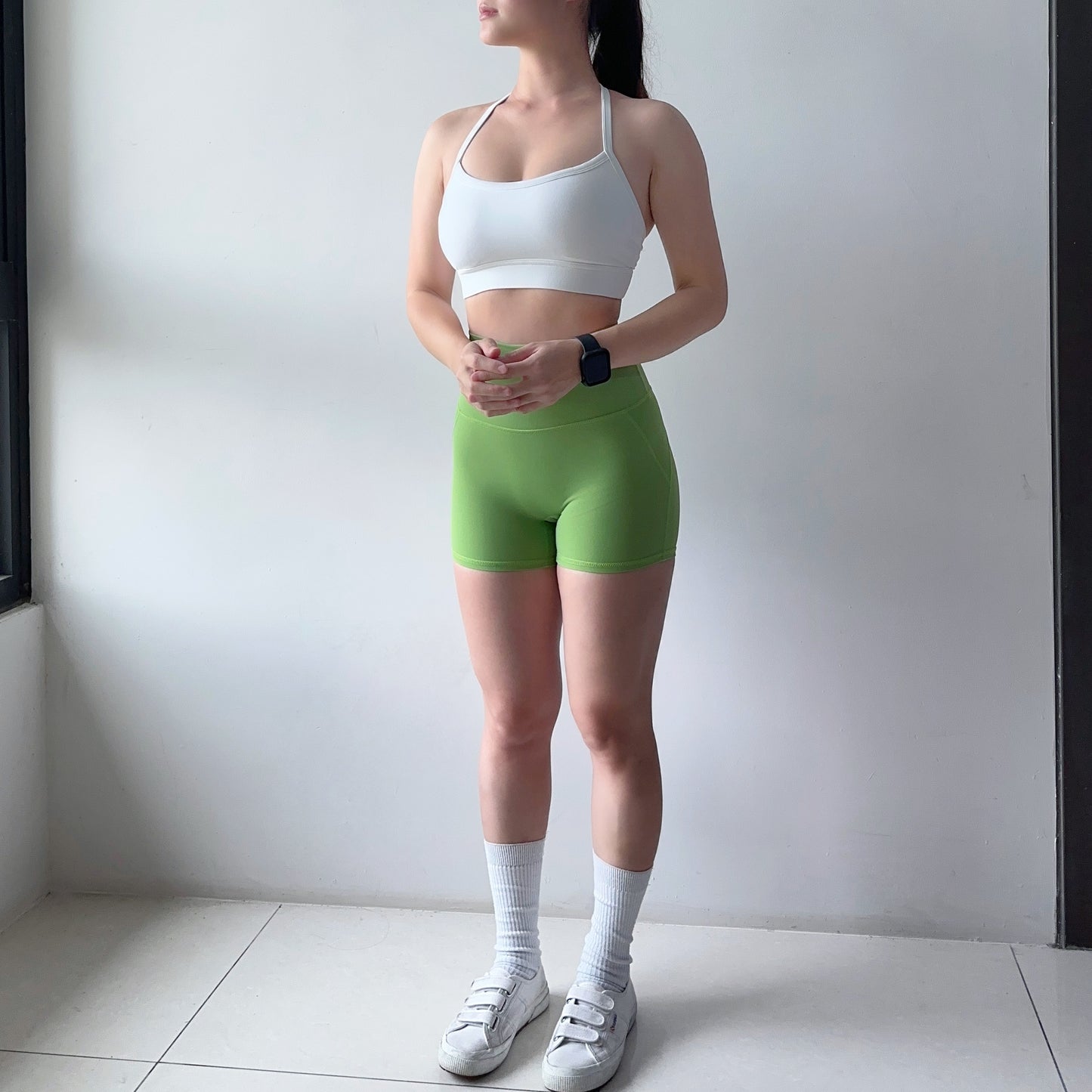 自帶內褲高腰後口袋三分運動短褲（5色）