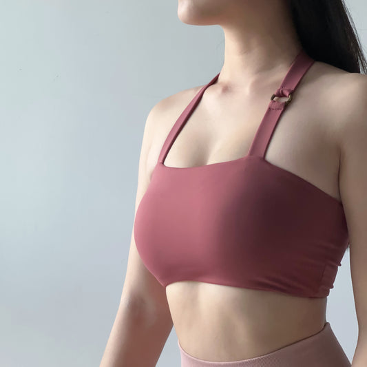 圓環掛脖平口運動內衣（2色）