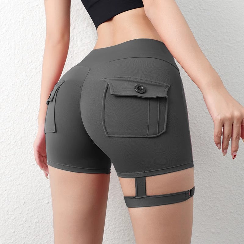 腿環後口袋工裝三分運動短褲（3色）